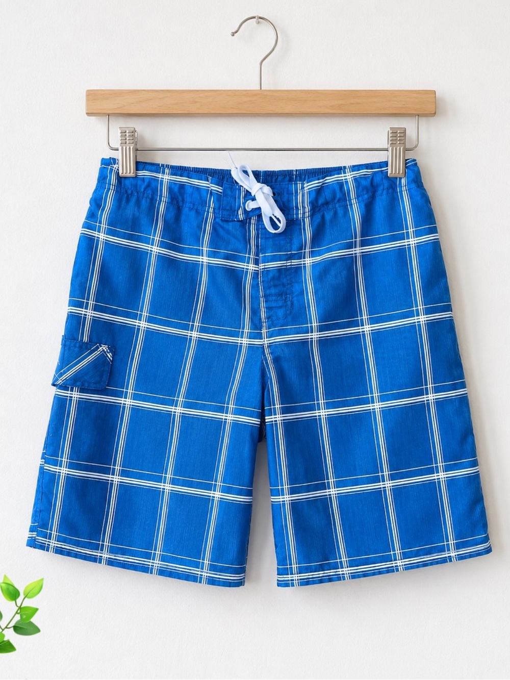 Mens OP Blue Plaid Board Shorts L/G 36-38 | Swim Trunks Beach Surf
